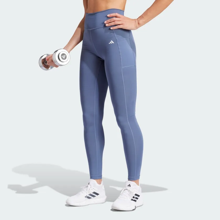 Adidas Women's Optime Full-Length Blue Tights Timeless Fashion StaticFree Material