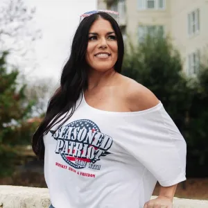 Women's Seasoned Patriot Slouchy Fit T-Shirt - White Comfortable Look