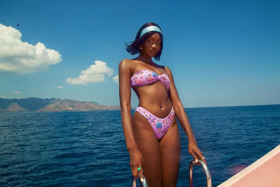 Quinn Embellished Slip On Bikini Bottoms Lilac Reinforced Seams