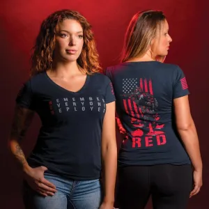 Women's RED Friday V-Neck - Midnight Navy Wrinkle Resistant Cloth