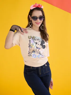 Christmas Madame Disney Mickey Mouse Peach Oversized T-Shirt