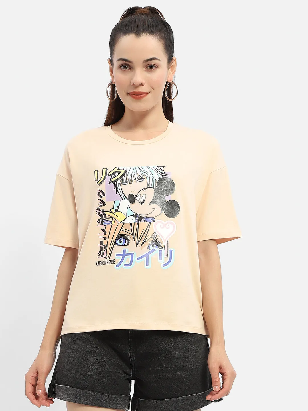 Madame Disney Mickey Mouse Peach Oversized T-Shirt Essential Style Wear Vintage Look