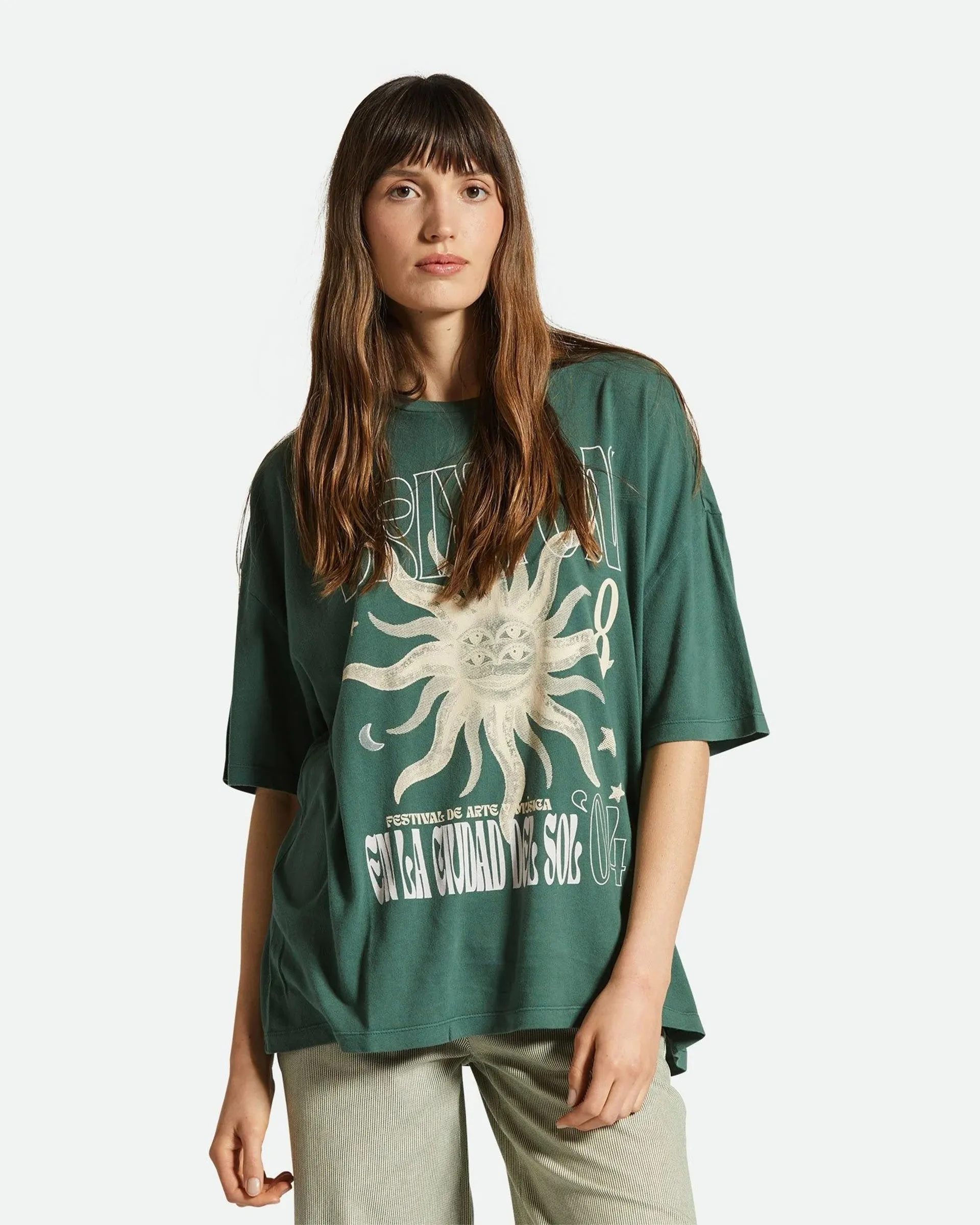 El Festival Oversized Boyfriend S/S T-Shirt - Trekking Green Relaxed Smart Minimalist fashion