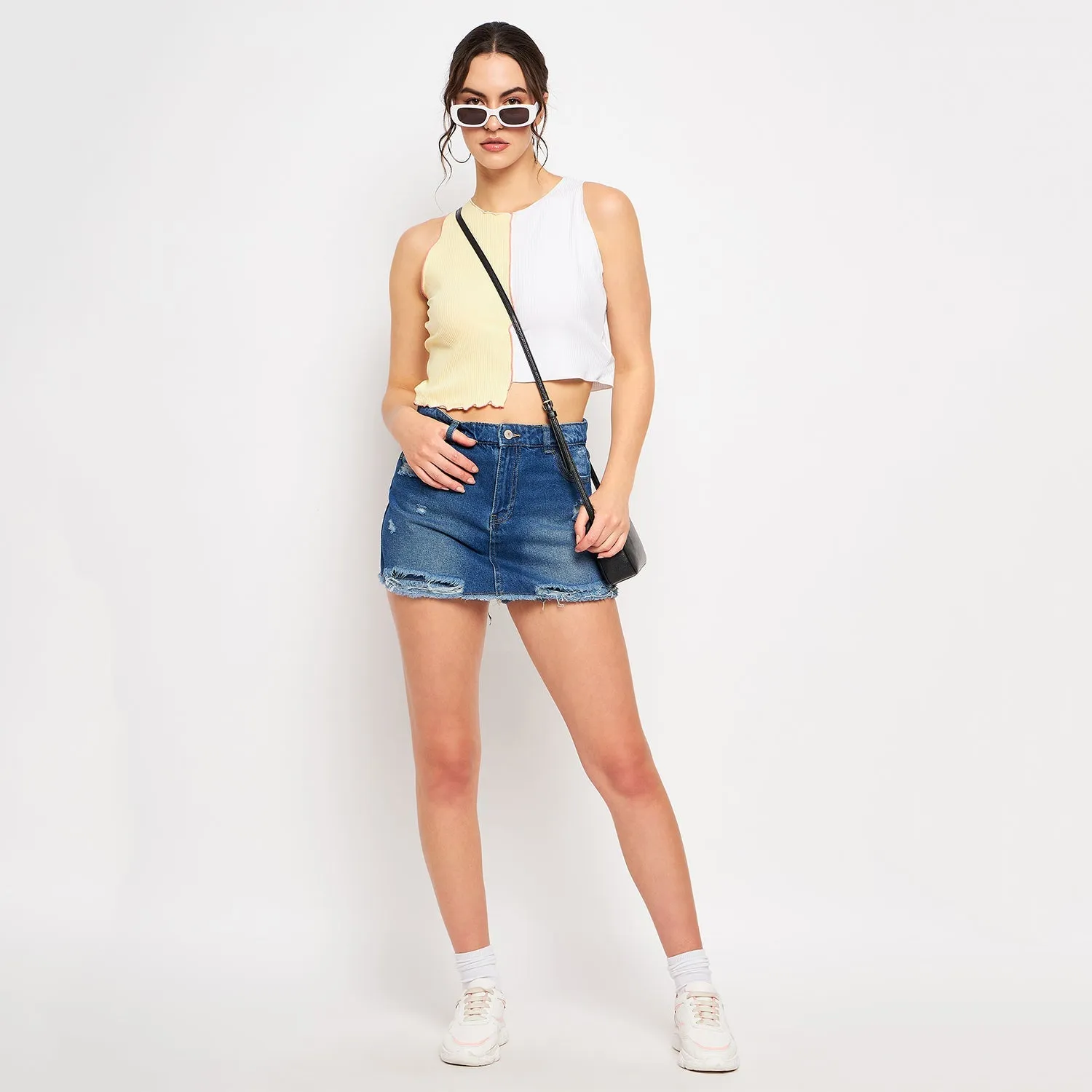Desk Style Chic Wear Madame Blue Denim Shorts