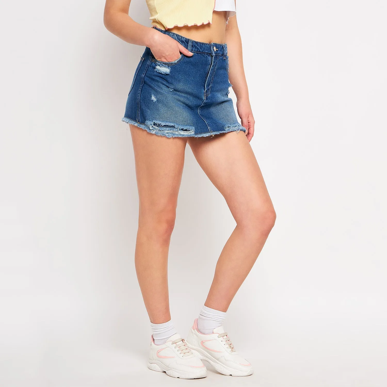 Madame Blue Denim Shorts Seamless Design