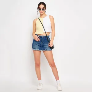 Desk Style Chic Wear Madame Blue Denim Shorts
