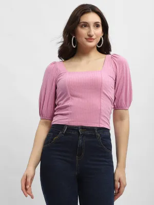 Easy Tunic Madame Criss-Cross Back Pink Textured Top