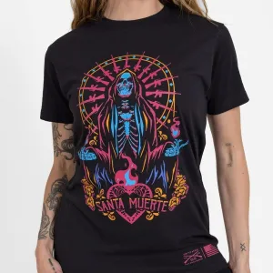 Women's Santa Muerte Boyfriend Fit T-Shirt - Black Soft and durable