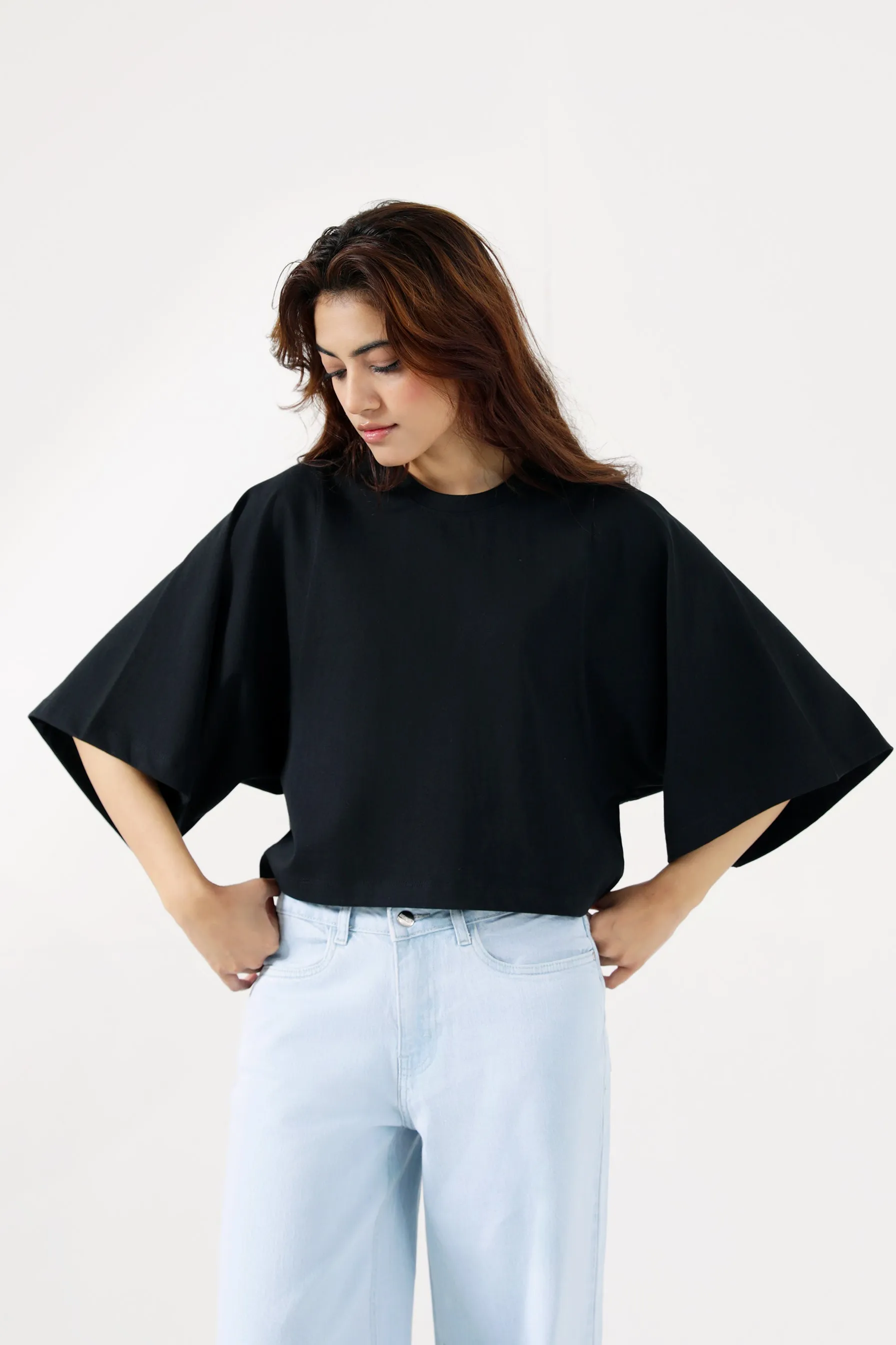 BOX FIT TEE WITH OVERSIZED ARMHOLE AllSeasonWear Trendy Trousers