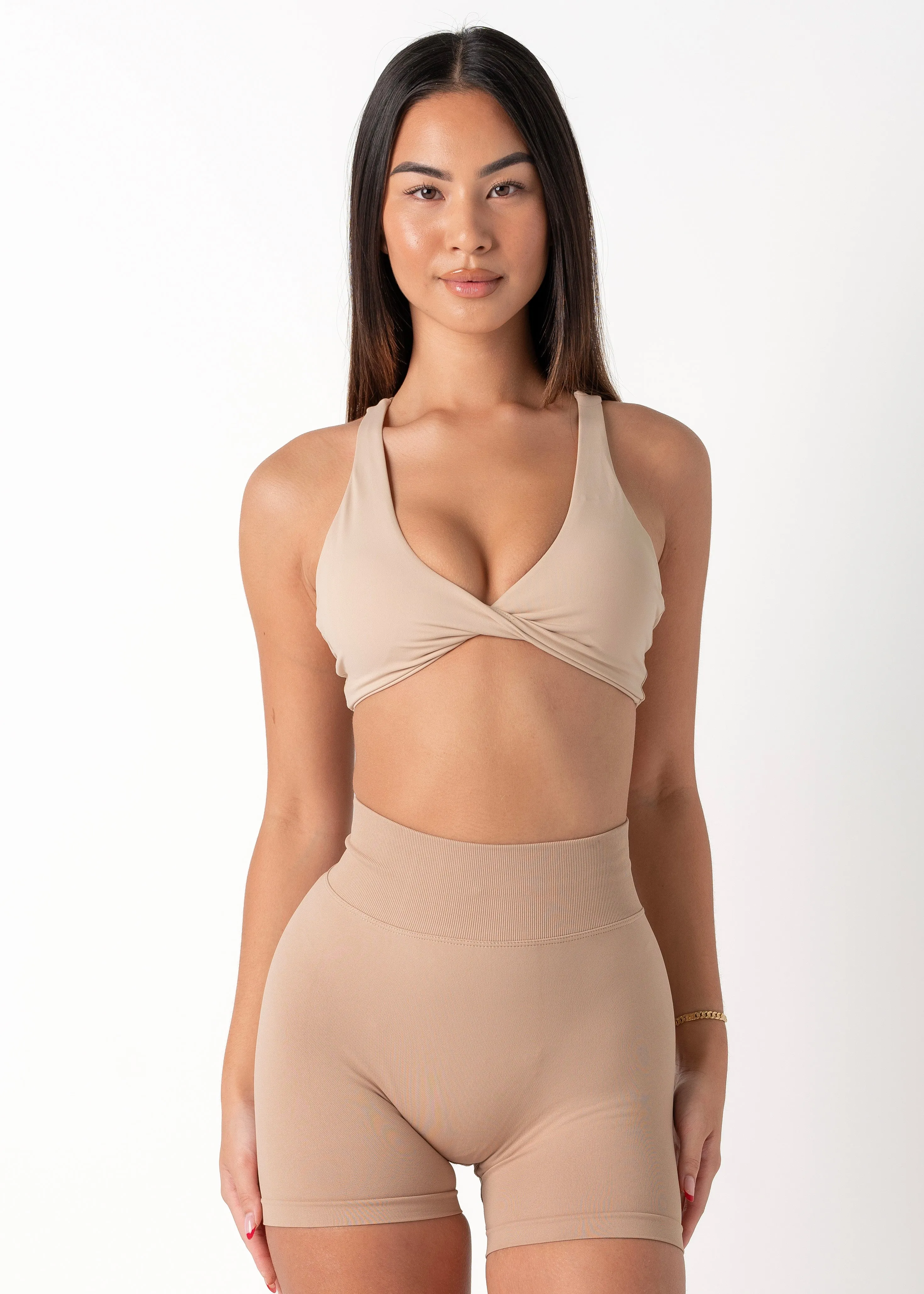 Compression seams TWIST BRA - NUDE