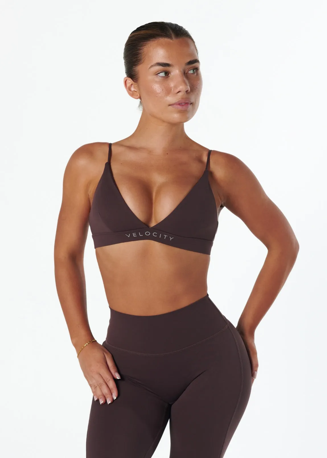 SERENE TRIANGLE BRA - COCOA Recycled sports apparel