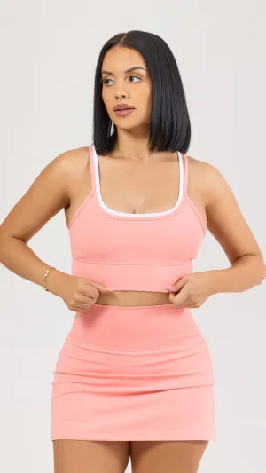 Striped Buttoned Signature Contrast Sports Bra