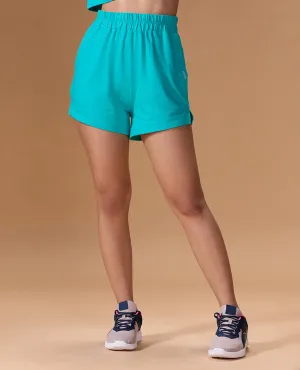 Kica Cotton Mid Rise Terry Shorts Teal Airflow channels fishing attire