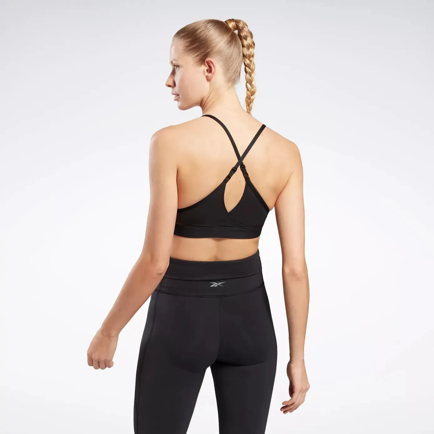 Orange Reebok Womens Lux Strappy Black Sports Bra