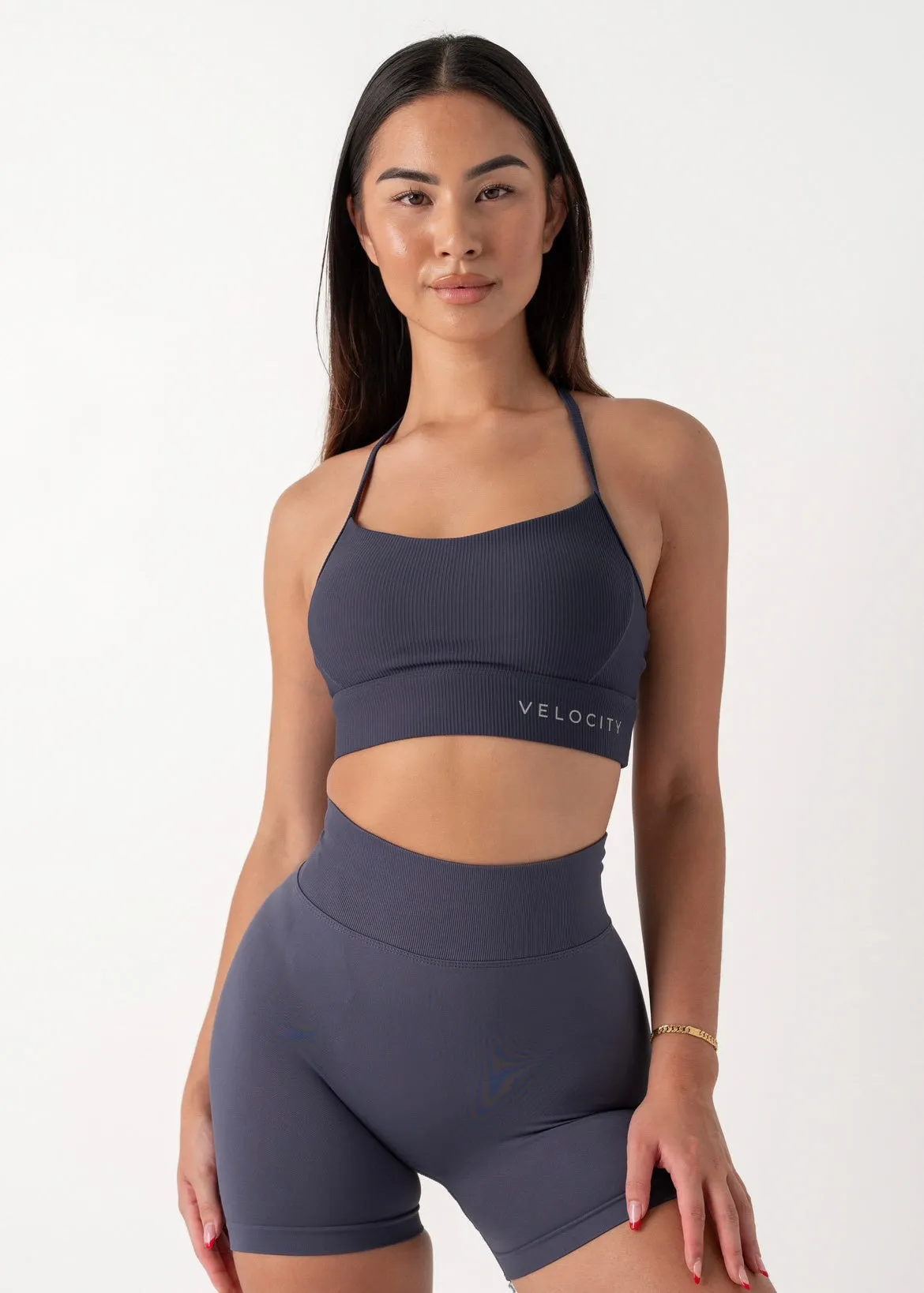 versatile material RIBBED VITAL BRA - NAVY