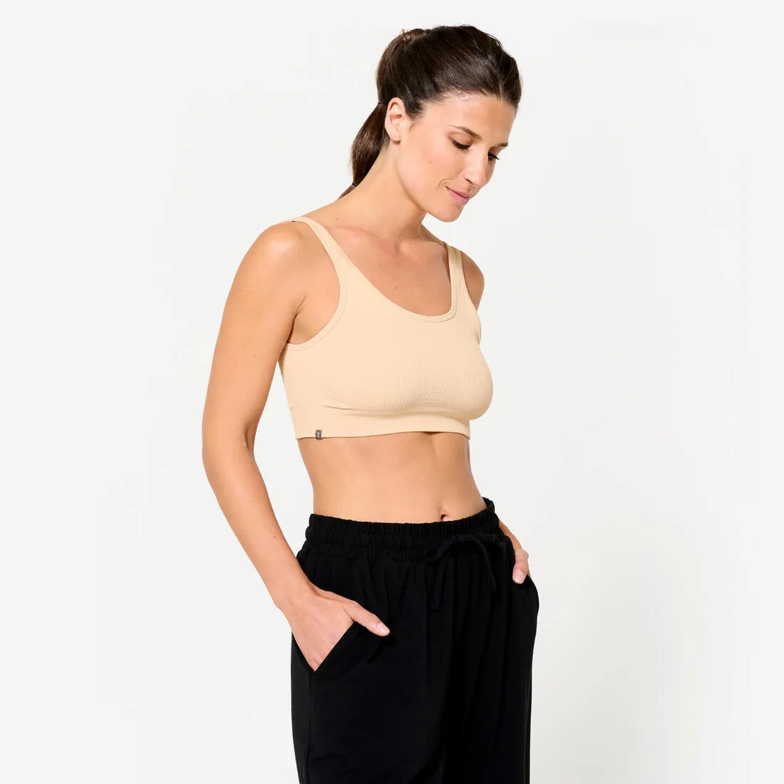 Smooth Design Sujetador-Top Mujer Beis Efecto Segunda Piel Sujeci??n Ligera