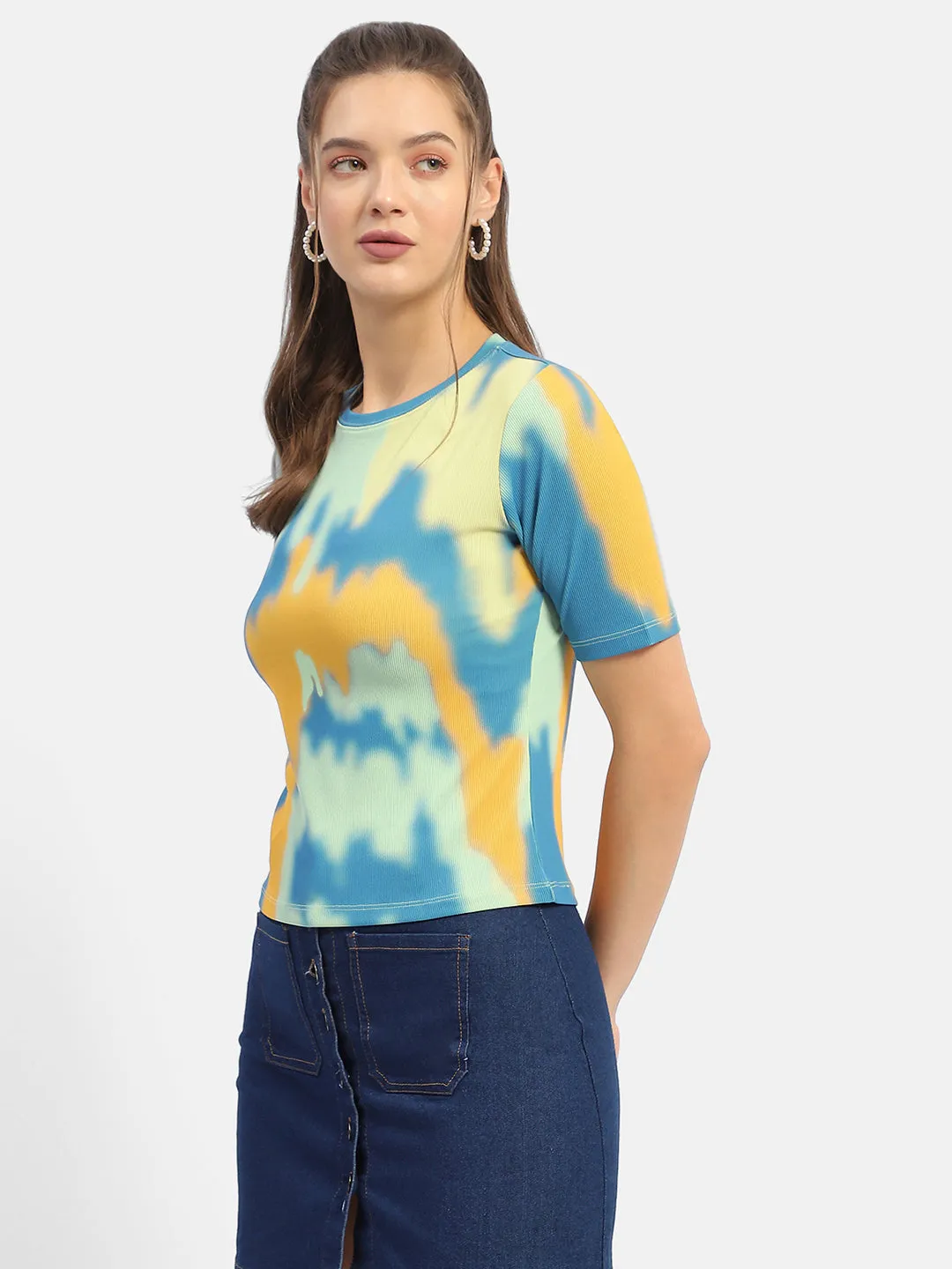 Travel Comfort Style Madame Abstract Print Orange Regular T-Shirt