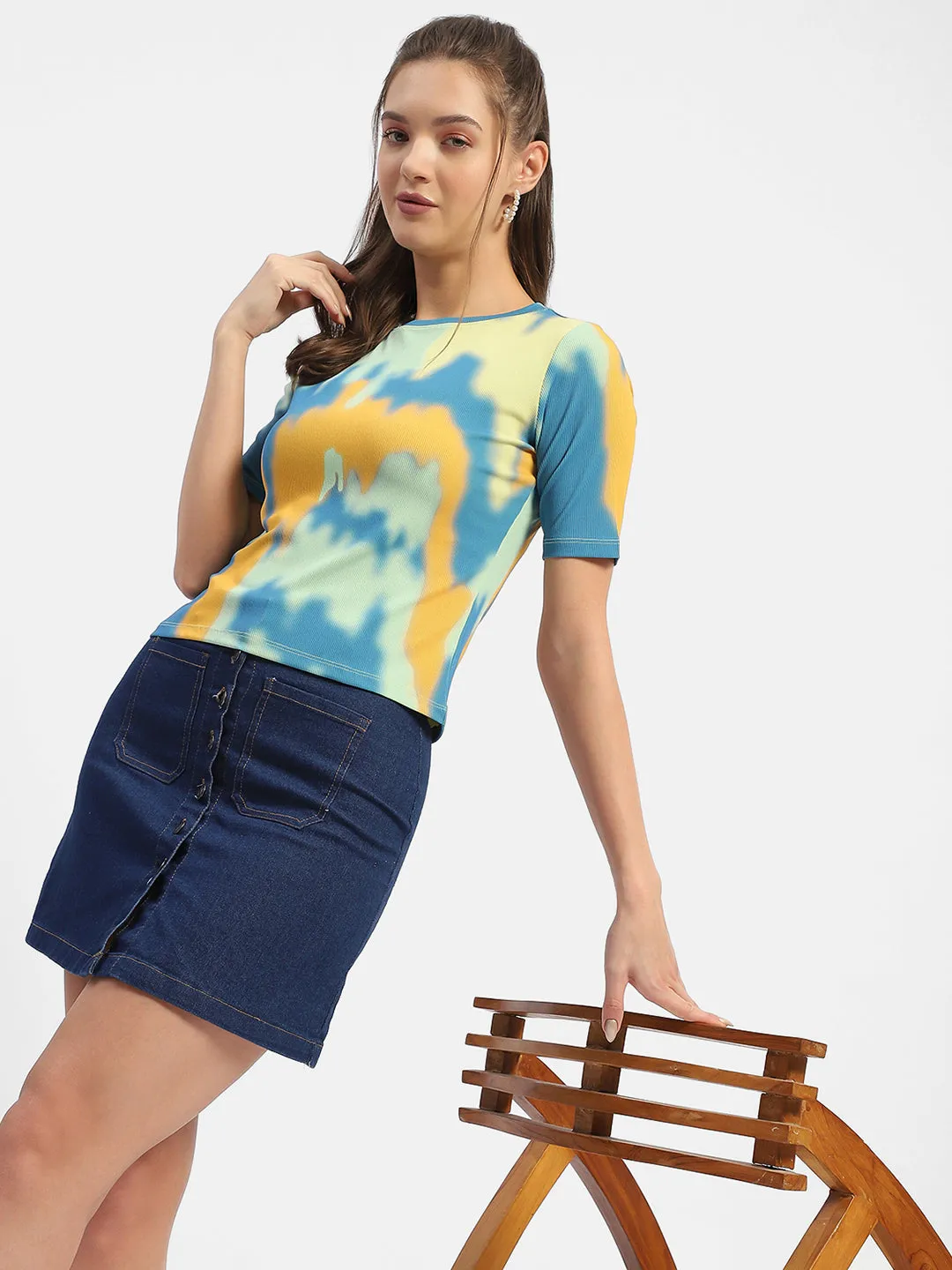 Madame Abstract Print Orange Regular T-Shirt Chilly Comfort Animal print wildness
