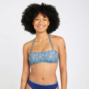 Top Bikini Mujer Bandeau relleno extra??ble Turquesa Built In Ties Wrinkle Resistant Blend