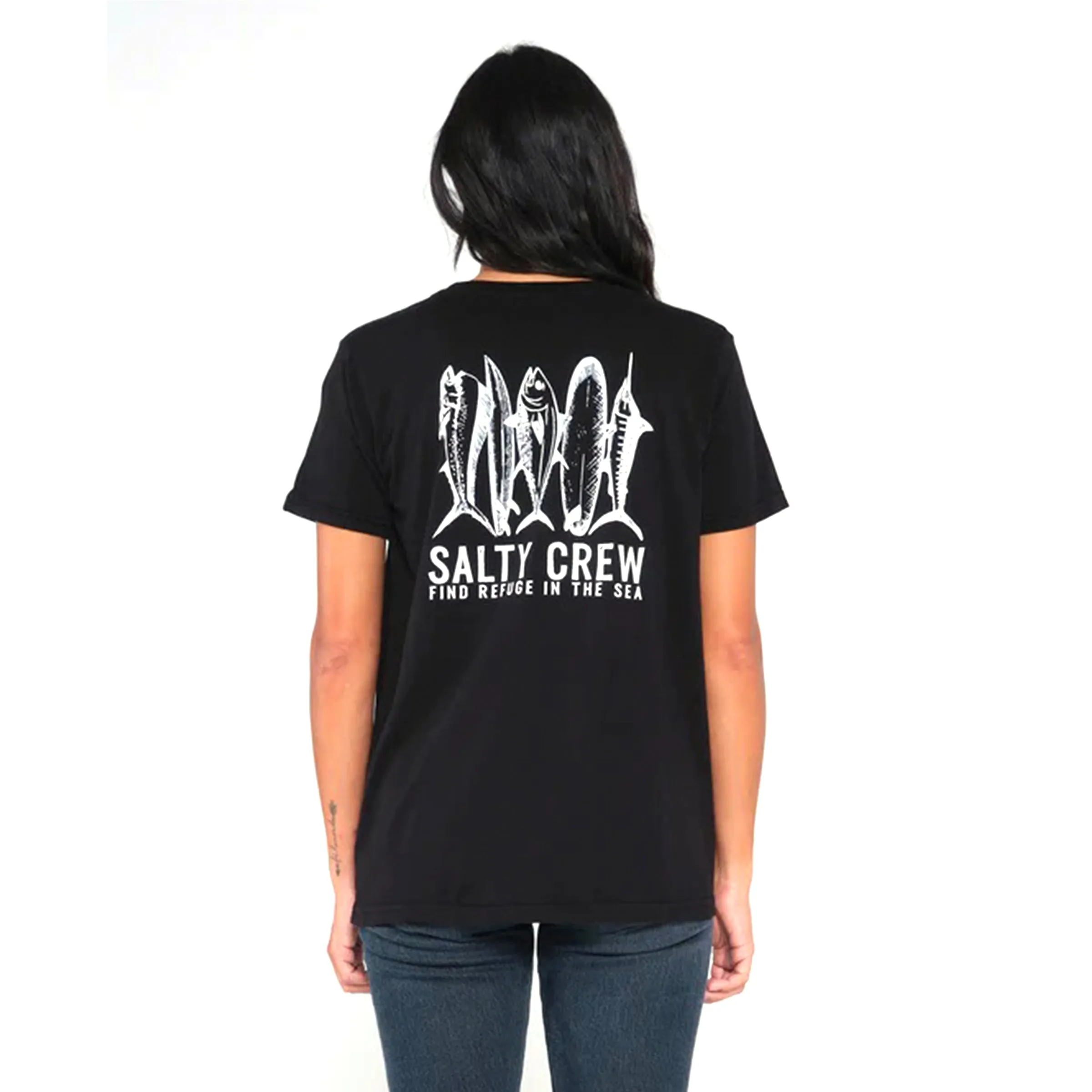 easygoing look Abstract print Line Up Boyfriend Tee - Black