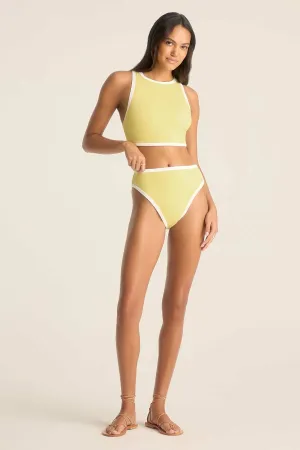 Pacific High Waist Bottom - Banana Cream Beachside Terry Breathable Inner Layer Quick Dry Technology