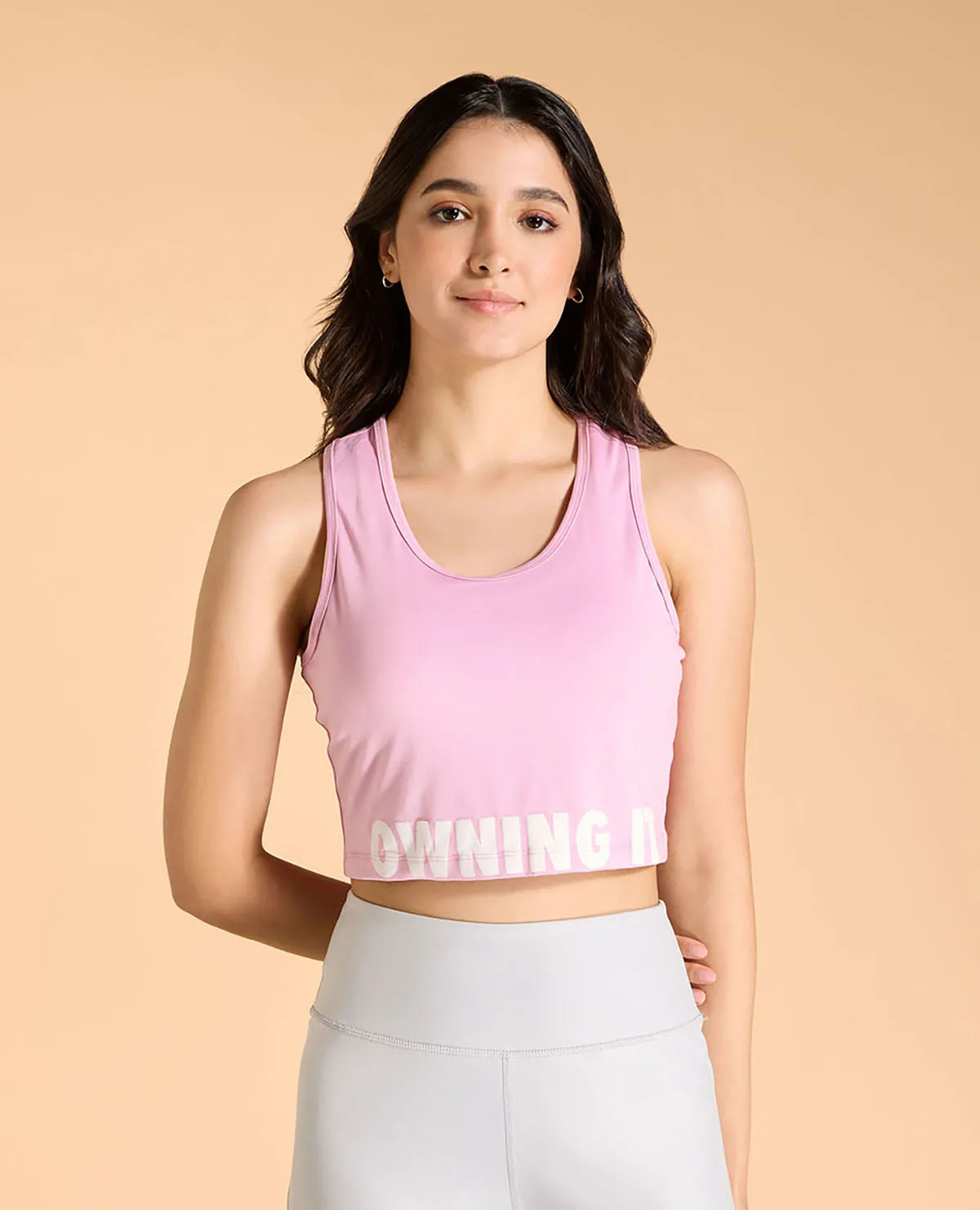 Feather Feel Cropped Regular Tank Anti Static Finish Ventilated Back Panels