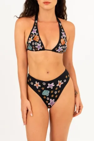 Mold Resistant Textile Low Profile Fastener Scarlett Hand Embroidered Luxe Bikini Bottom