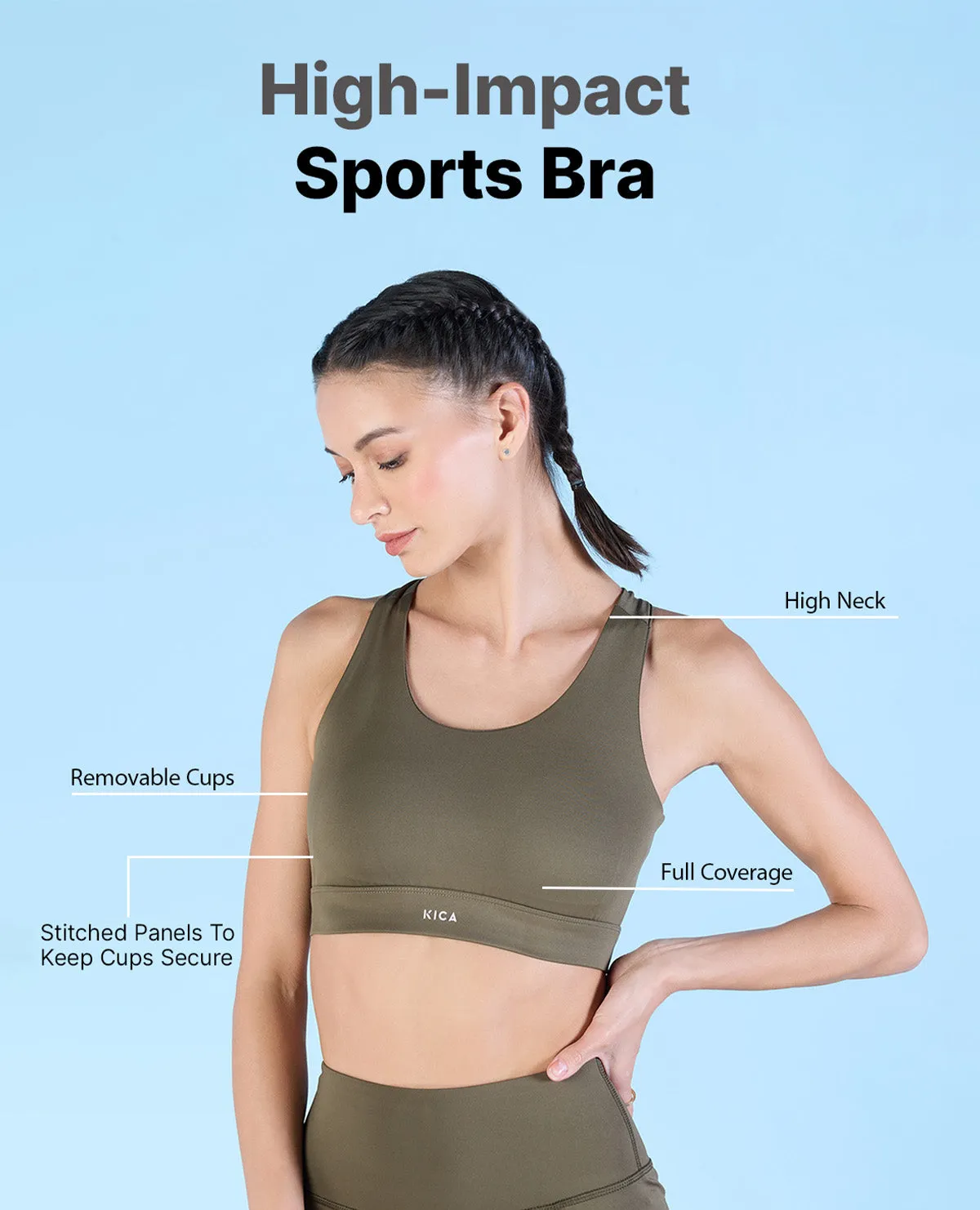 High Impact & Full Coverage Crostini Sports Bra Fashion activewear