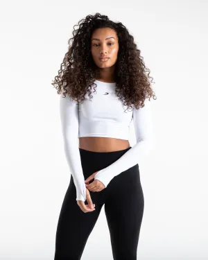 Urban Pulse Training Long Sleeve Crop Top - White