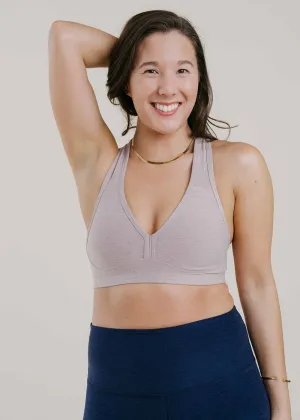 Beyond Yoga Lift Your Spirits Bra - Chai AntiPilling Technology Smile Glow
