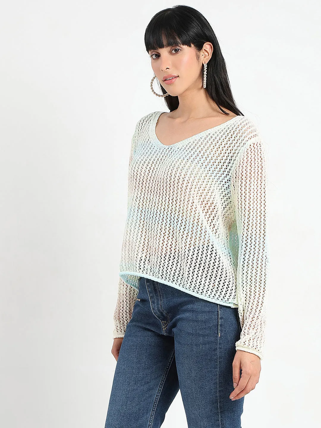 Madame Ombre Crochet Multicolor Knitted Top FlatlockSeaming