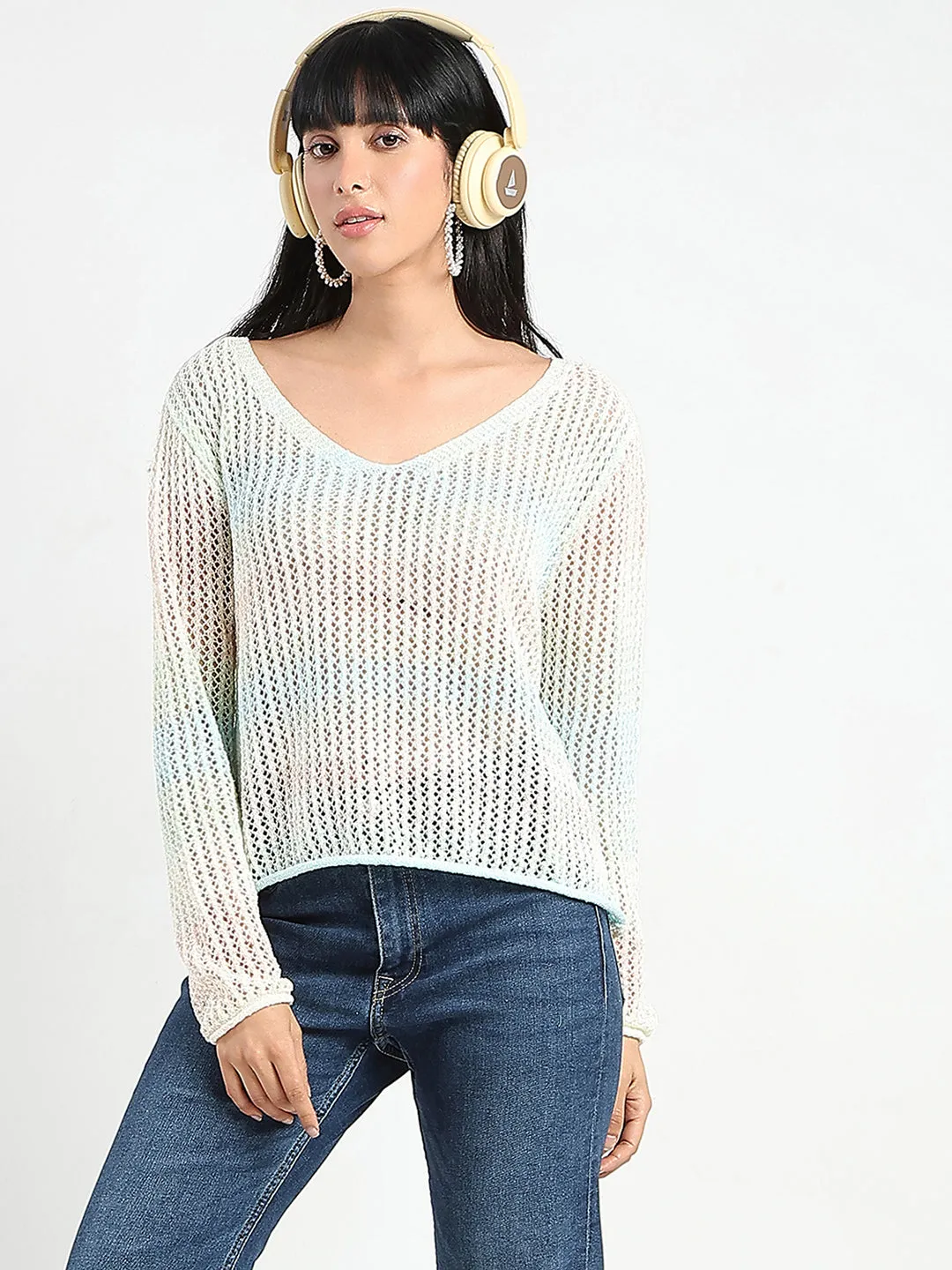 Madame Ombre Crochet Multicolor Knitted Top HighVisibility