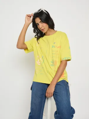 Madame All Over Print Lemon Yellow T-Shirt Chic Style Trend