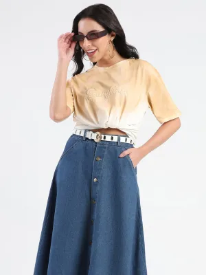 Madame Ombre Loose Fit Peach Oversize Cotton T-shirt GentleWashResistance