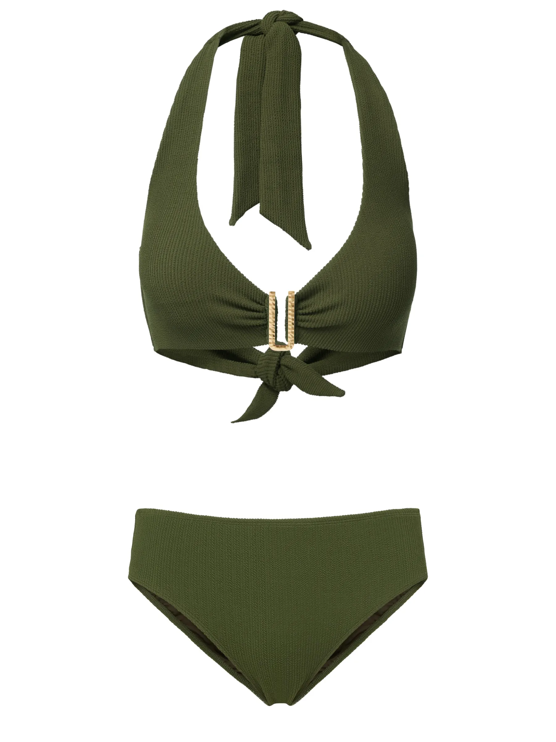 Neutral Tone Compatibility Anti Slip Waistband Melissa Top   Classic Midrise Bottom in Olive Texture