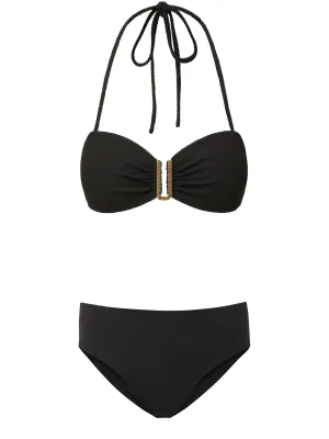 Cindy Top   Classic Midrise Bottom in Black Texture Wrinkle resistant fabric Multi Way Strap System