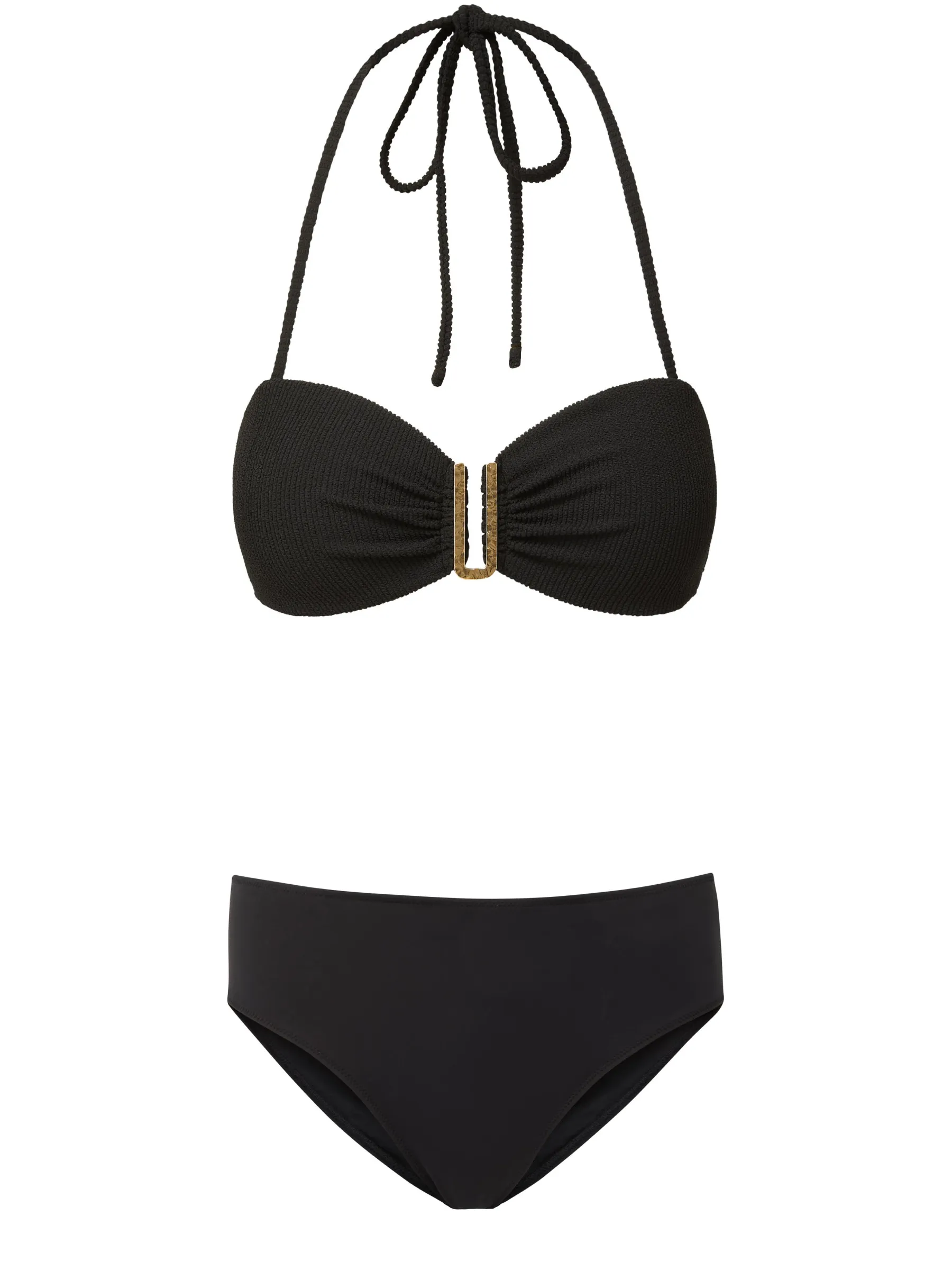 Cindy Top   Classic Midrise Bottom in Black Texture Wrinkle resistant fabric Multi Way Strap System