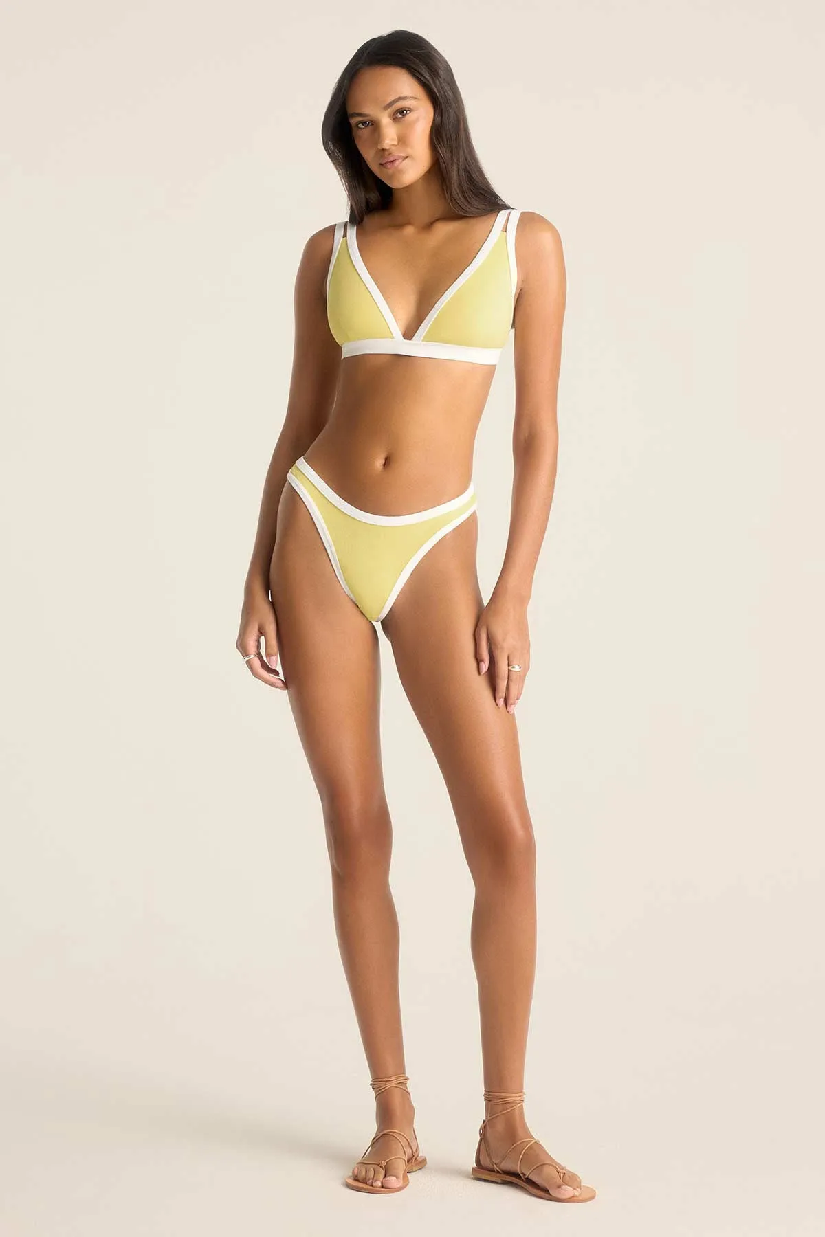 Layered Support System Dawn High Leg Bottom - Banana Cream Beachside Terry