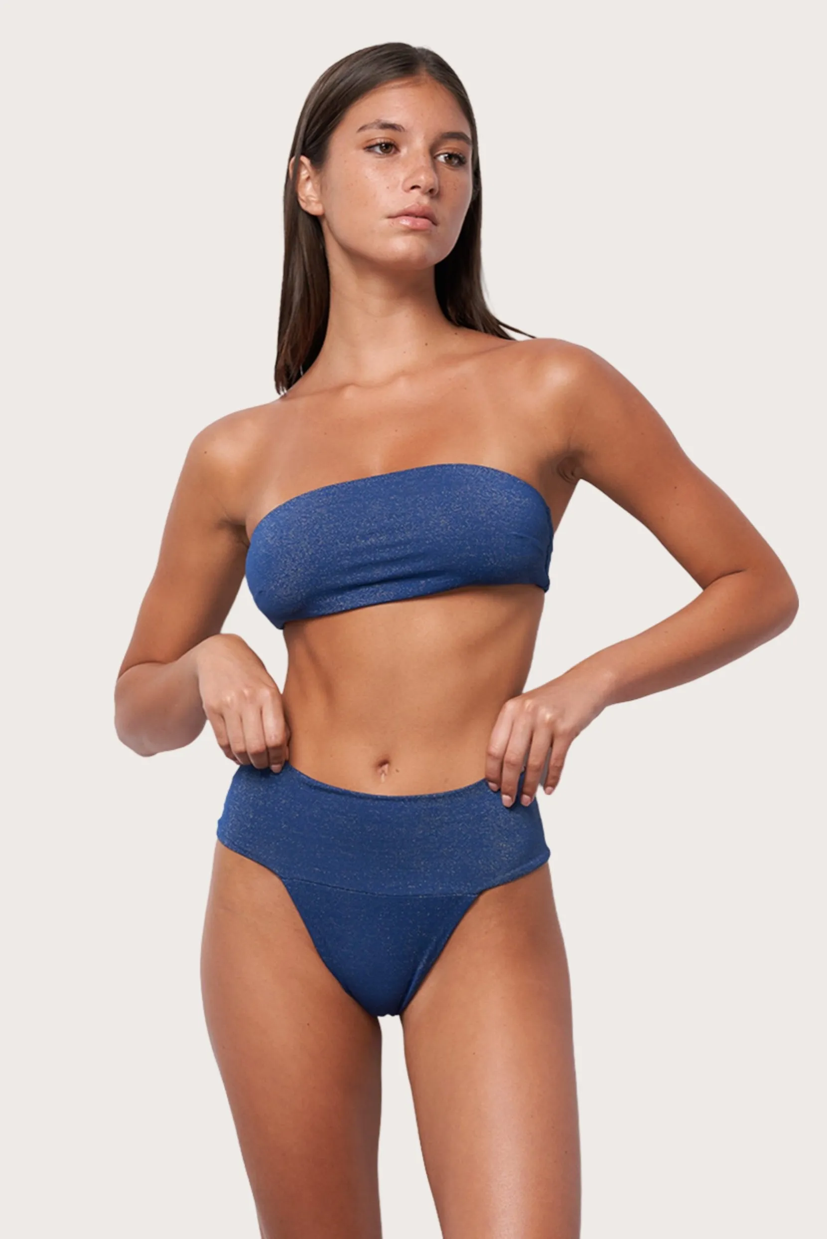 Supportive Underband Slide Bandeau Bikini Top - Abyss Shimmer