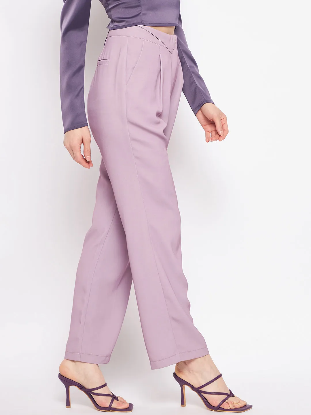 Madame Pleated Mauve Trouser FlexibleKneePanels