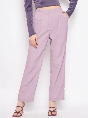 Tapered Look Madame Pleated Mauve Trouser