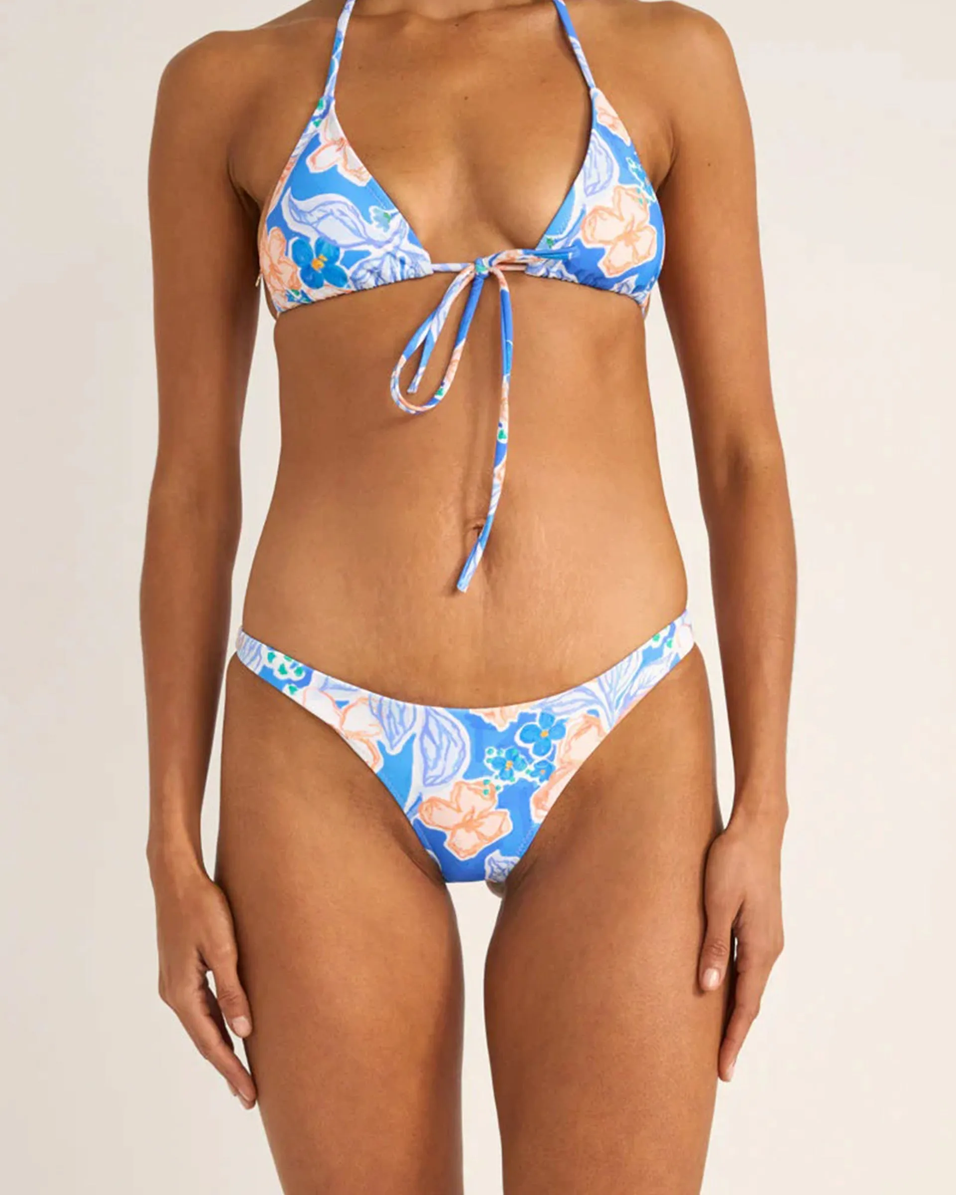 Moisture Wicking Texture Paradise Floral Low Rise Cheeky Pant - Blue