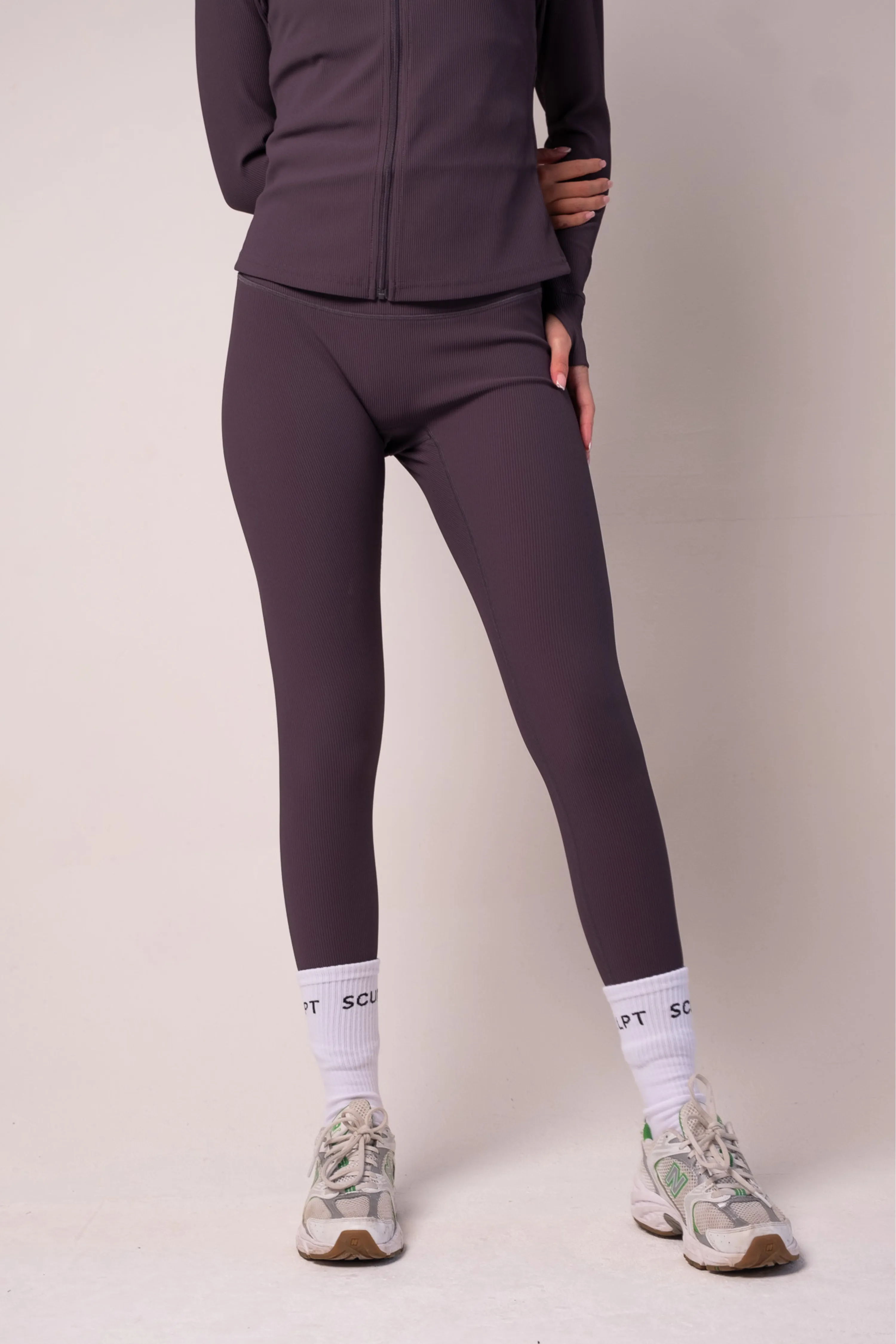 Camping Gear Stretch Fit Travel Ready Ribbed Leggings Dark Grey