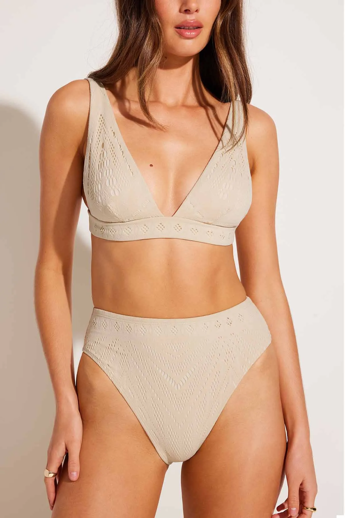Stacked Cushioning Lyra Bralette Top - Natural Calico Crochet
