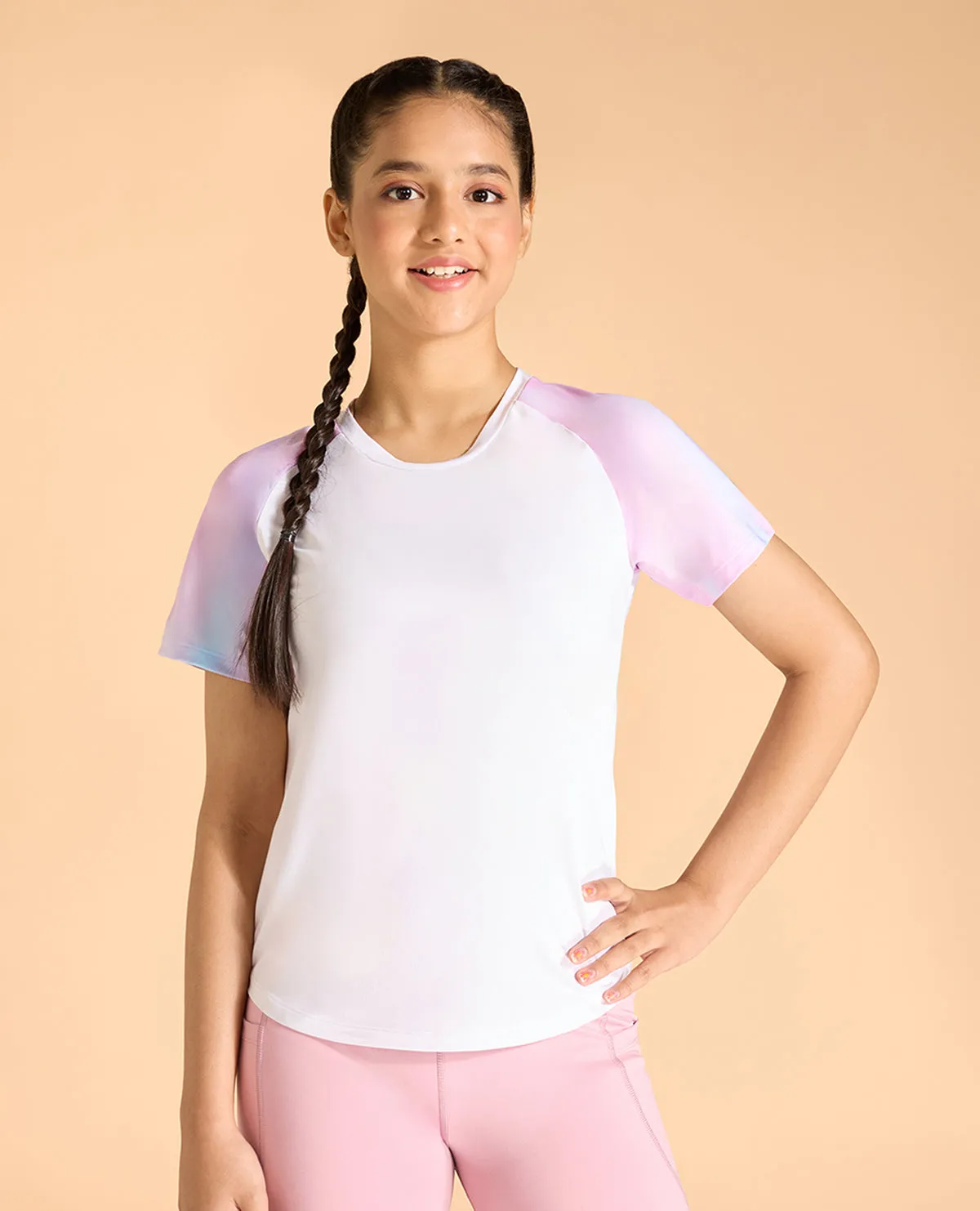 Regular Colourblock Tshirt For Girls Comfy Vibes