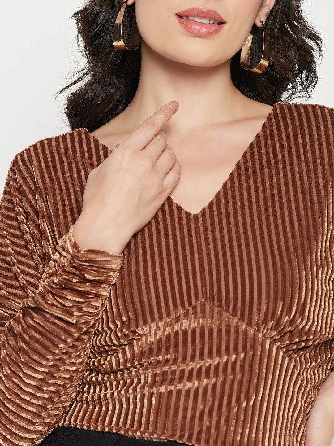 Madame Tan Striped Crop Top clean look