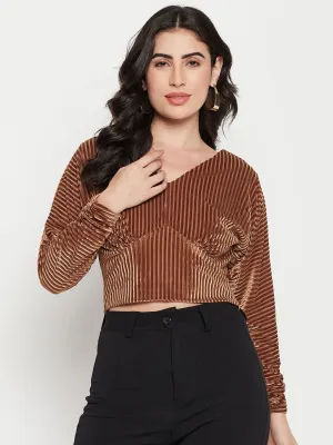Madame Tan Striped Crop Top Run Glow