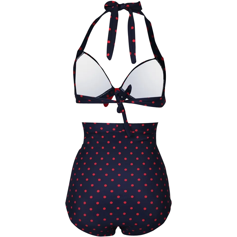 Comfort Wear AntiPillingFabric Cocoship Flora Polka Vintage Bikini Swimsuits Swimwear