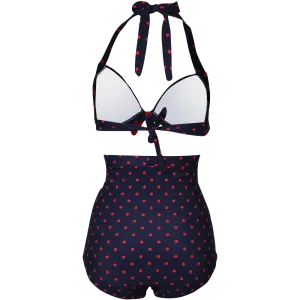 Comfort Wear AntiPillingFabric Cocoship Flora Polka Vintage Bikini Swimsuits Swimwear