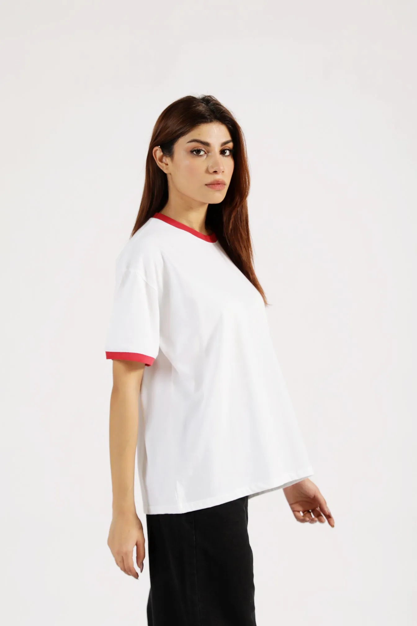 OVERSIZED CONTRAST TEE HiddenZipperClosure
